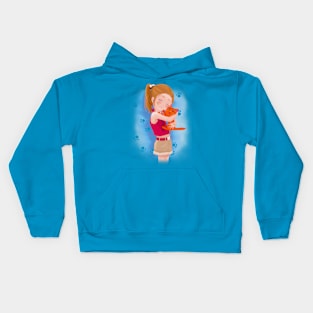 Girl with her cat Kids Hoodie